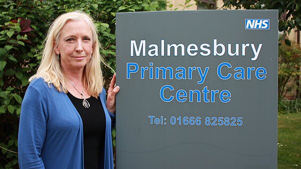 Roz Savage outside Malmesbury Primary Care Unit