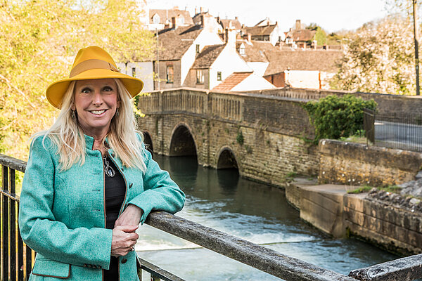 Roz Savage MP stood by the river in Fairford